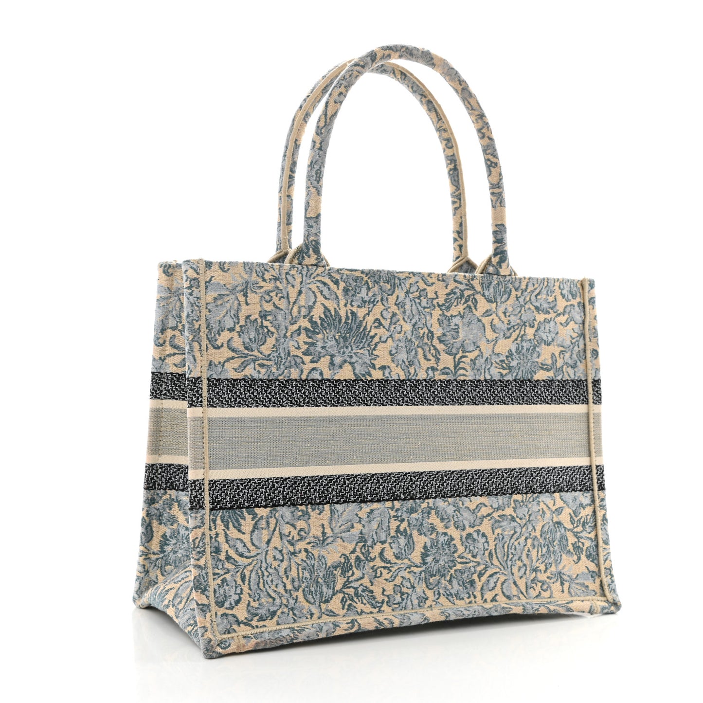 Canvas Embroidered Medium Brocart Book Tote Metallic Blue