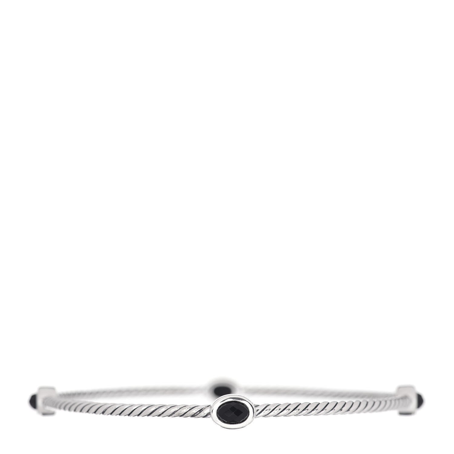 David Yurman Sterling Silver Black Onyx Color Classics 4 Station Bangle Bracelet 1 of 4