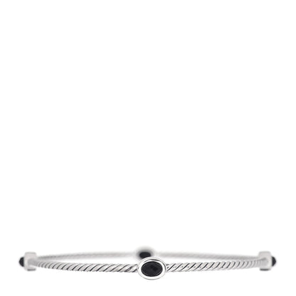 David Yurman Sterling Silver Black Onyx Color Classics 4 Station Bangle Bracelet 1 of 4