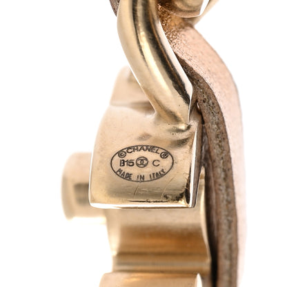 Chanel Metal Lambskin CC Turnlock Chain Hoop Earrings Matte Gold 4 of 4
