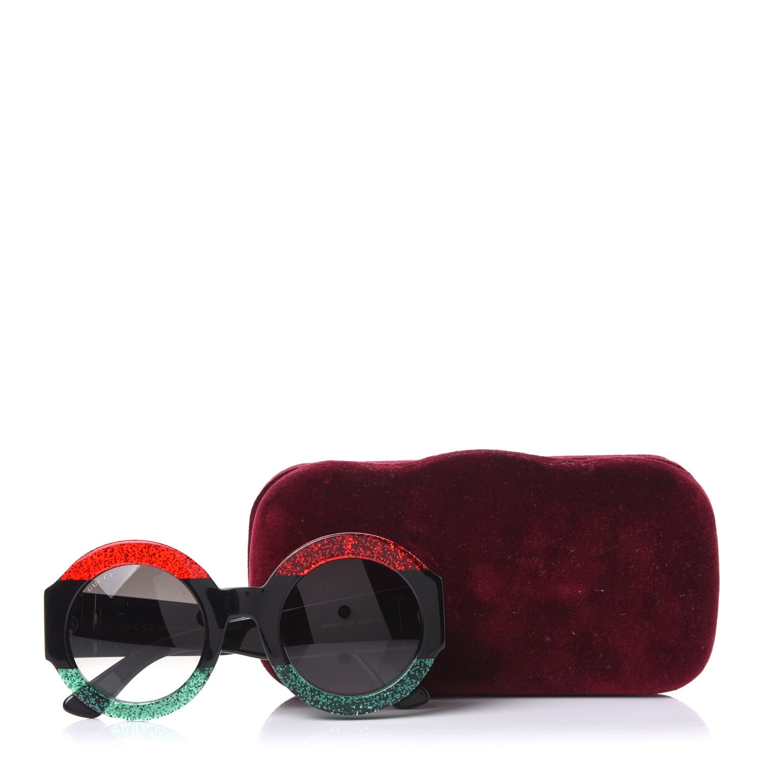 Gucci Acetate Round GG0084S Sunglasses Black Red Green 9 of 9