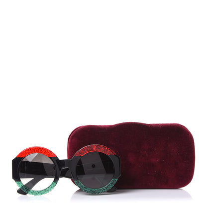 Gucci Acetate Round GG0084S Sunglasses Black Red Green 9 of 9