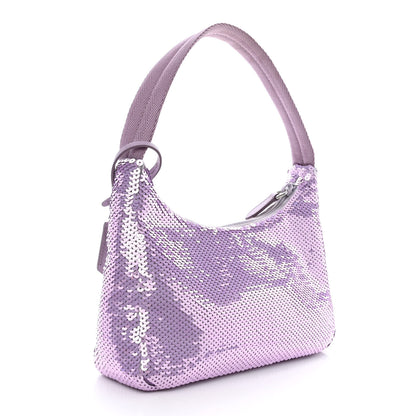 Prada Paillettes Sequin Mini Re-Edition 2000 Bag Lilium Black 3 of 13