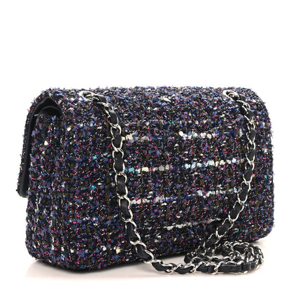 Chanel Tweed Quilted Medium Double Flap Blue Purple Khaki Pink 3 of 10