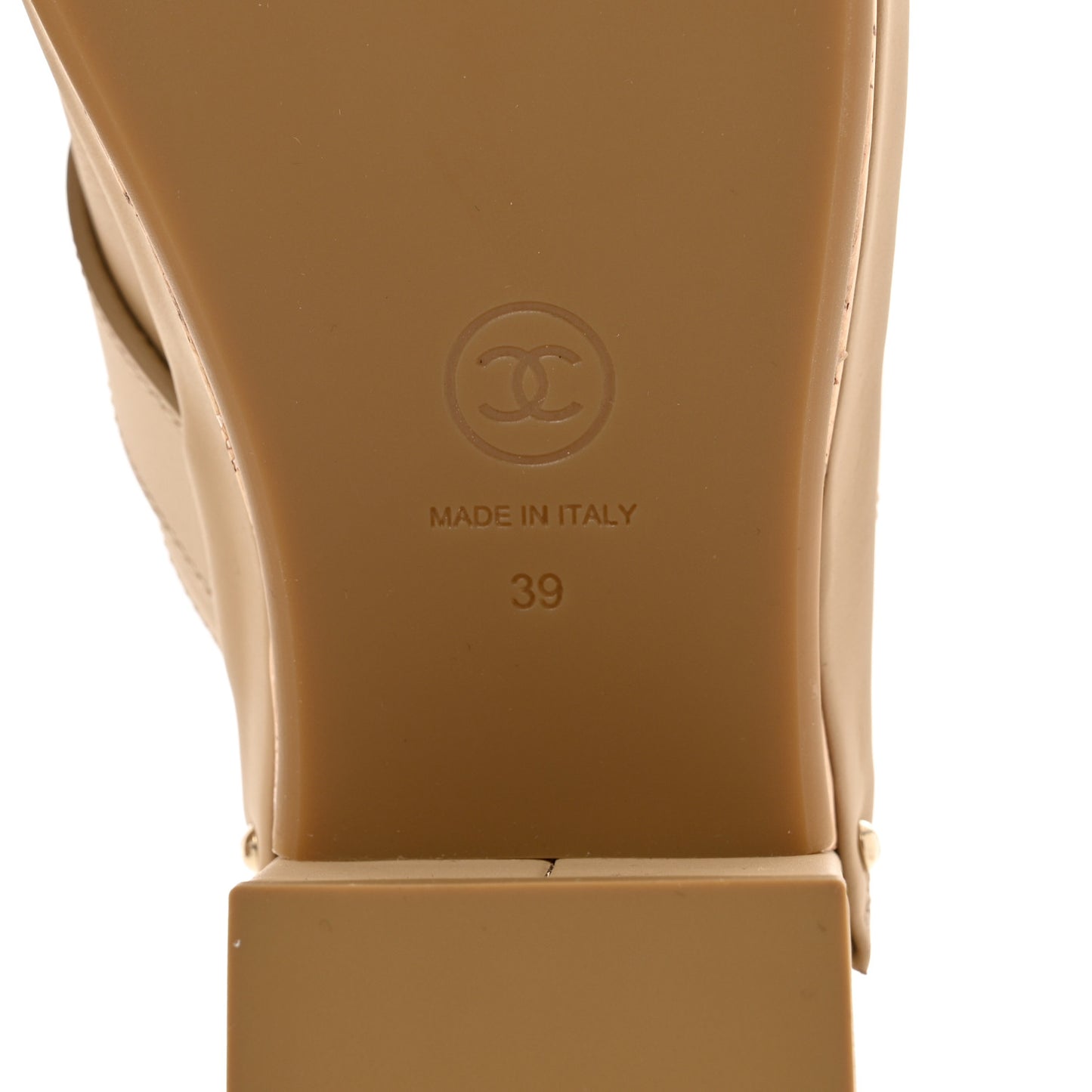 Calfskin CC Turn Lock Clogs 39 Beige