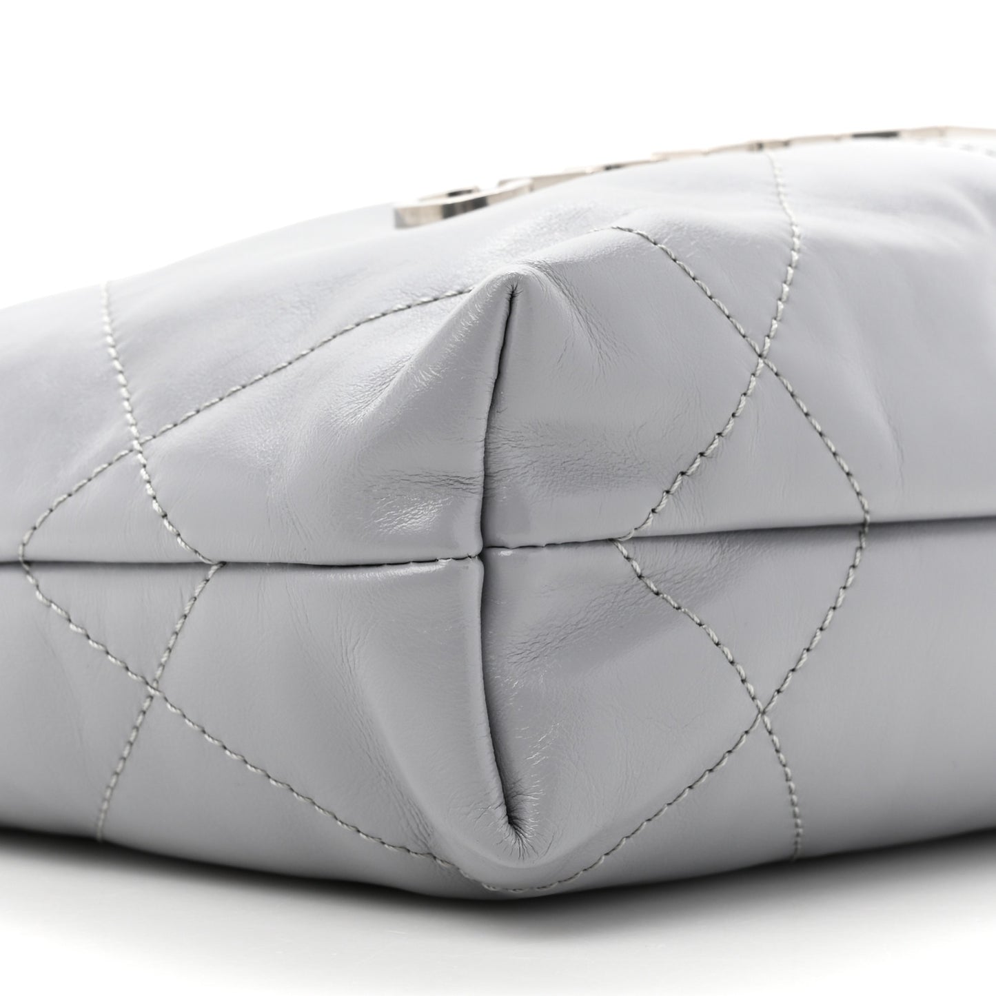 Shiny Calfskin Quilted Mini Chanel 22 Grey