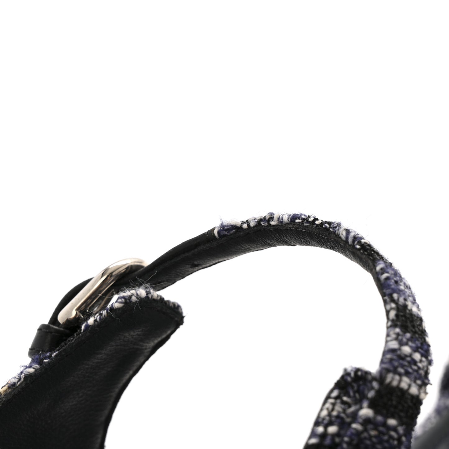 Tweed CC Chain Sandals 39 Navy Black