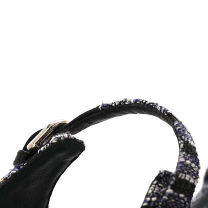 Chanel Tweed CC Chain Sandals 39 Navy Black 10 of 15