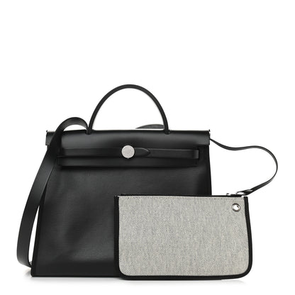 Hermes Toile H Berline Vache Hunter Herbag Zip PM 31 Black Ecru 1 of 12