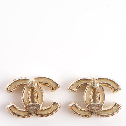 Chanel Crystal CC Earrings Gold Grey 3 of 4