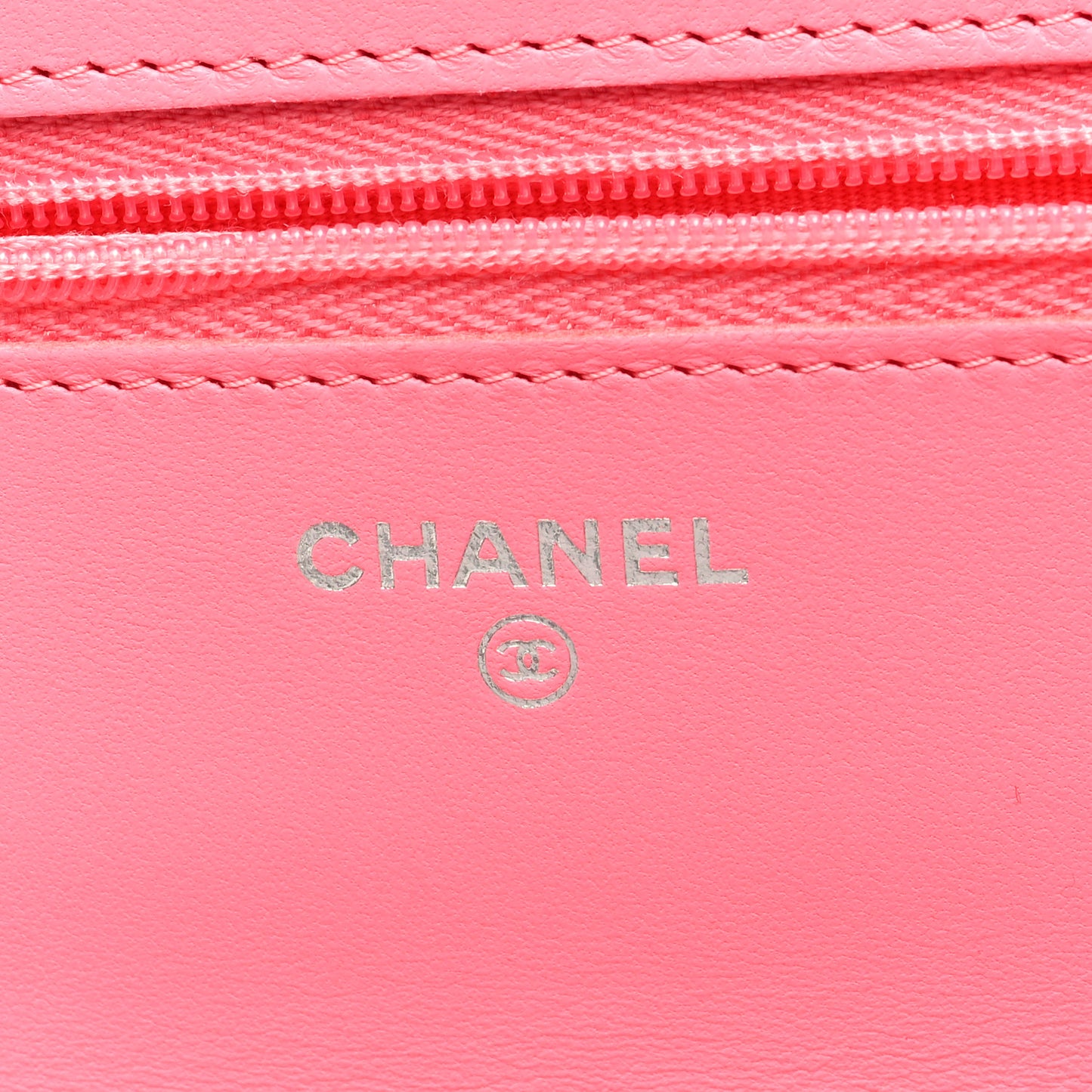 Lambskin Quilted Wallet On Chain WOC Coral Pink