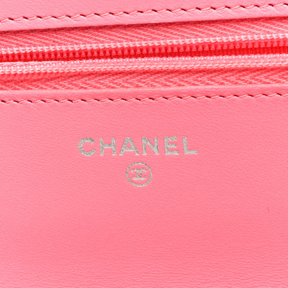 Chanel Lambskin Quilted Wallet On Chain WOC Coral Pink 6 of 10