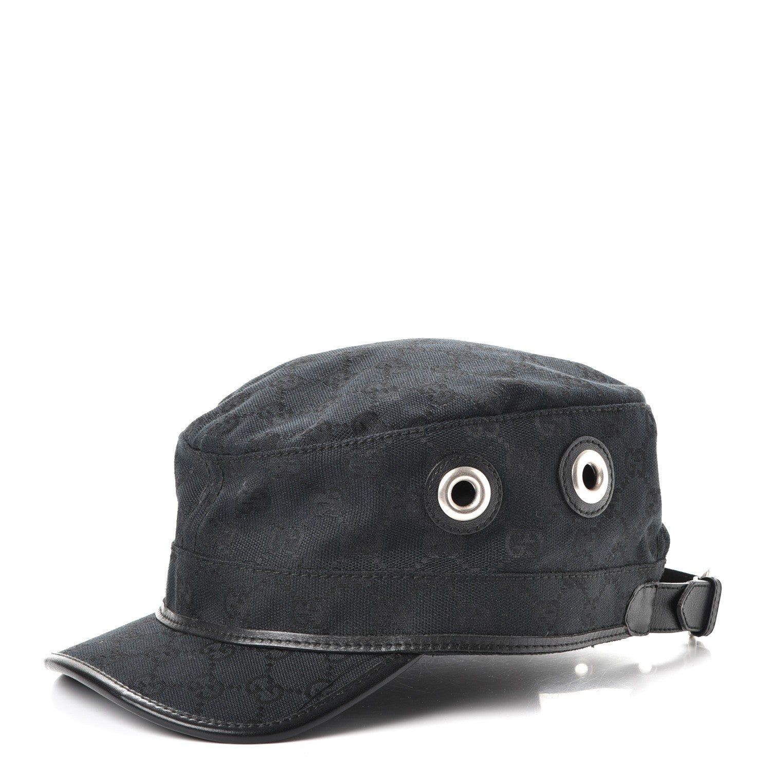 Gucci Monogram Military Horsebit Buckle Cap S Black 1 of 7