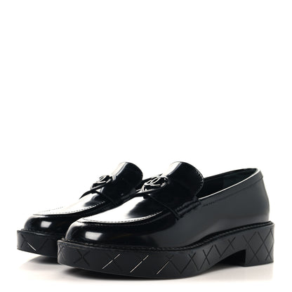 Chanel Shiny Calfskin Quilted CC Mocassin Loafers 37 Black 4 of 10