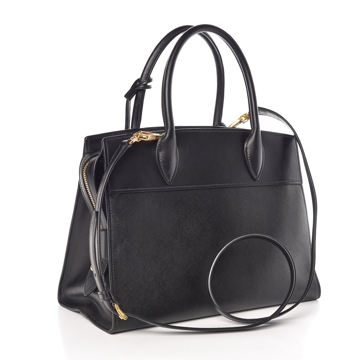 Saffiano City Calfskin Medium Esplanade Tote Black
