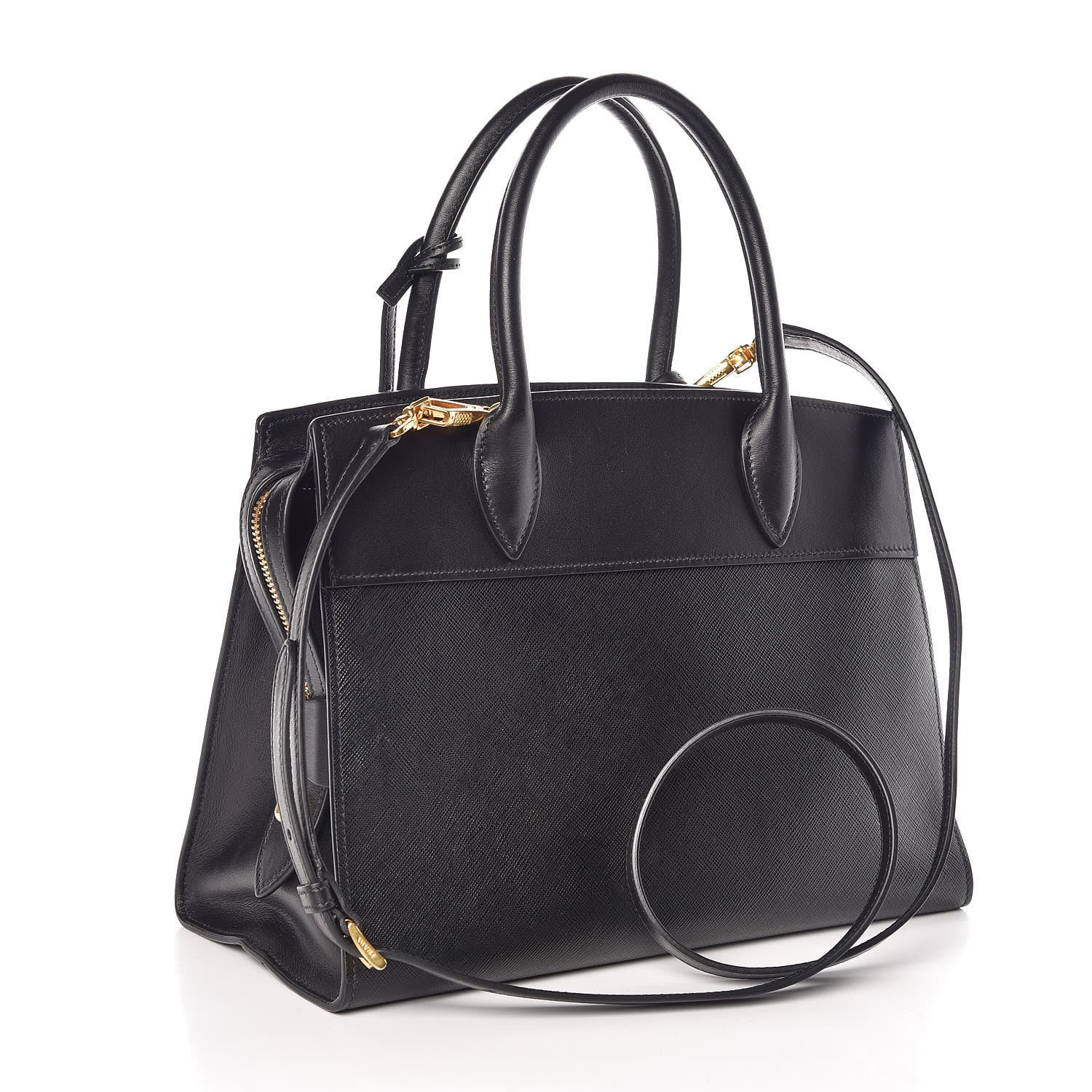 Prada Saffiano City Calfskin Medium Esplanade Tote Black 3 of 9