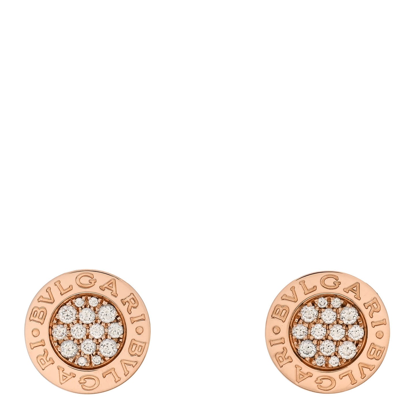 18K Rose Gold Diamond BVLGARI BVLGARI Stud Earrings