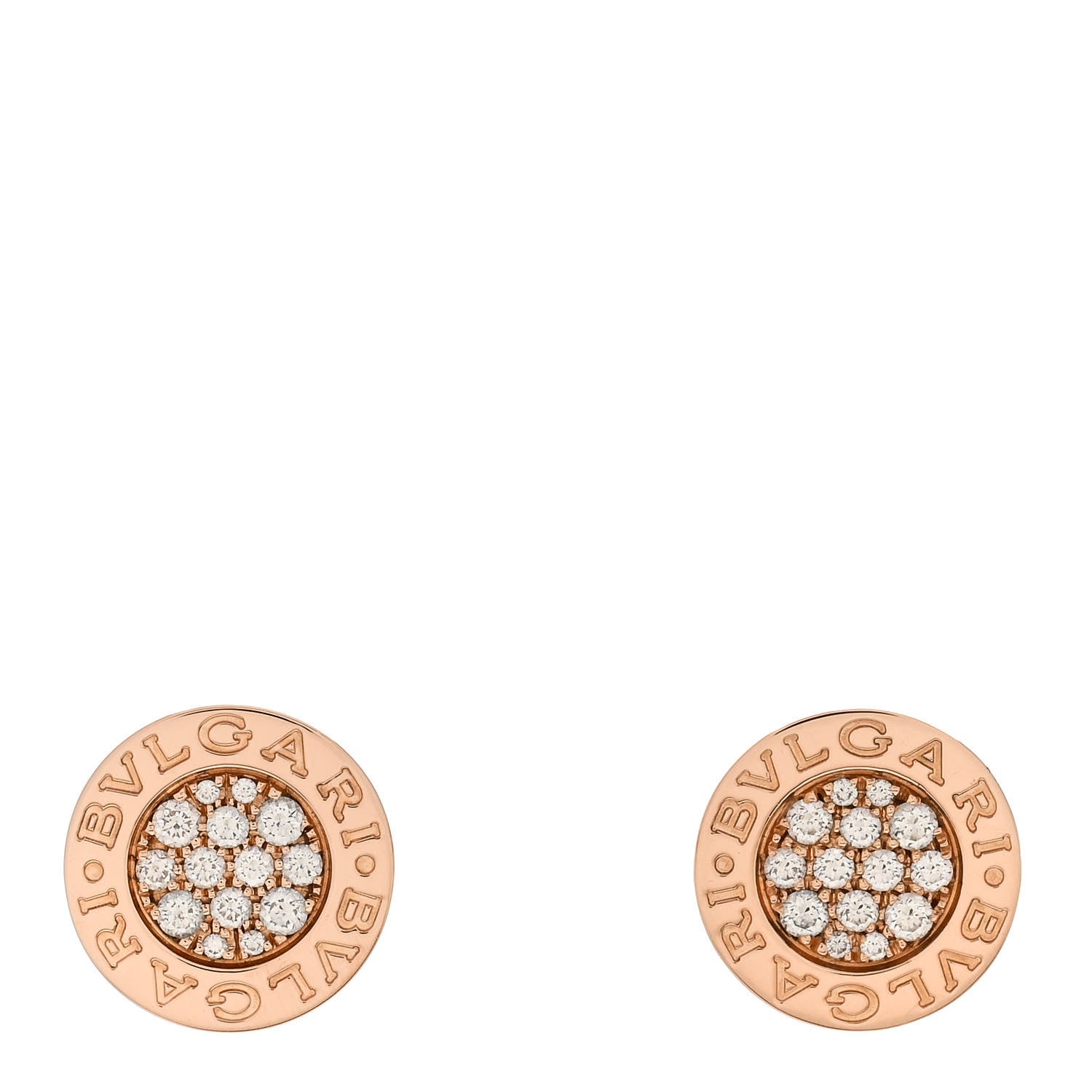 Bulgari 18K Rose Gold Diamond BVLGARI BVLGARI Stud Earrings 1 of 4