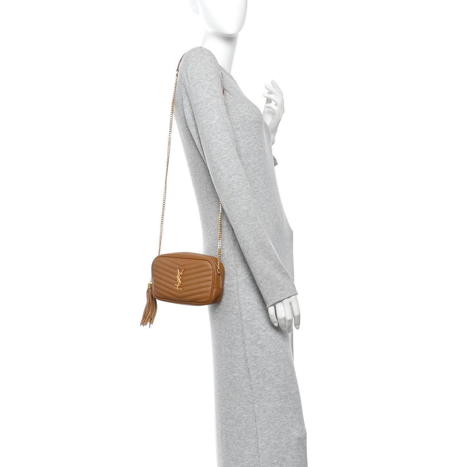 Saint Laurent Grain De Poudre Matelasse Monogram Mini Lou Camera Bag Dark Natural 2 of 11