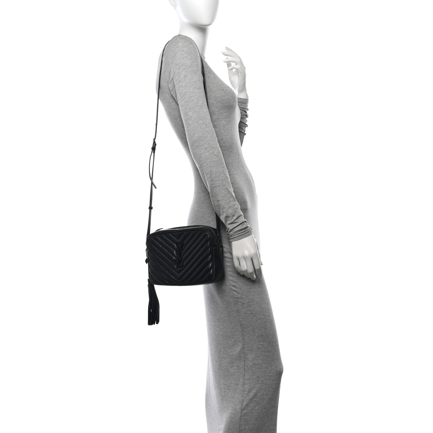 Saint Laurent Calfskin Matelasse Monogram Monochrome Lou Camera Bag Black 2 of 13