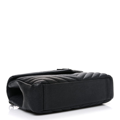 Saint Laurent Sheepskin Matelasse Chevron Monogram Monochrome Medium College Bag Black 4 of 11