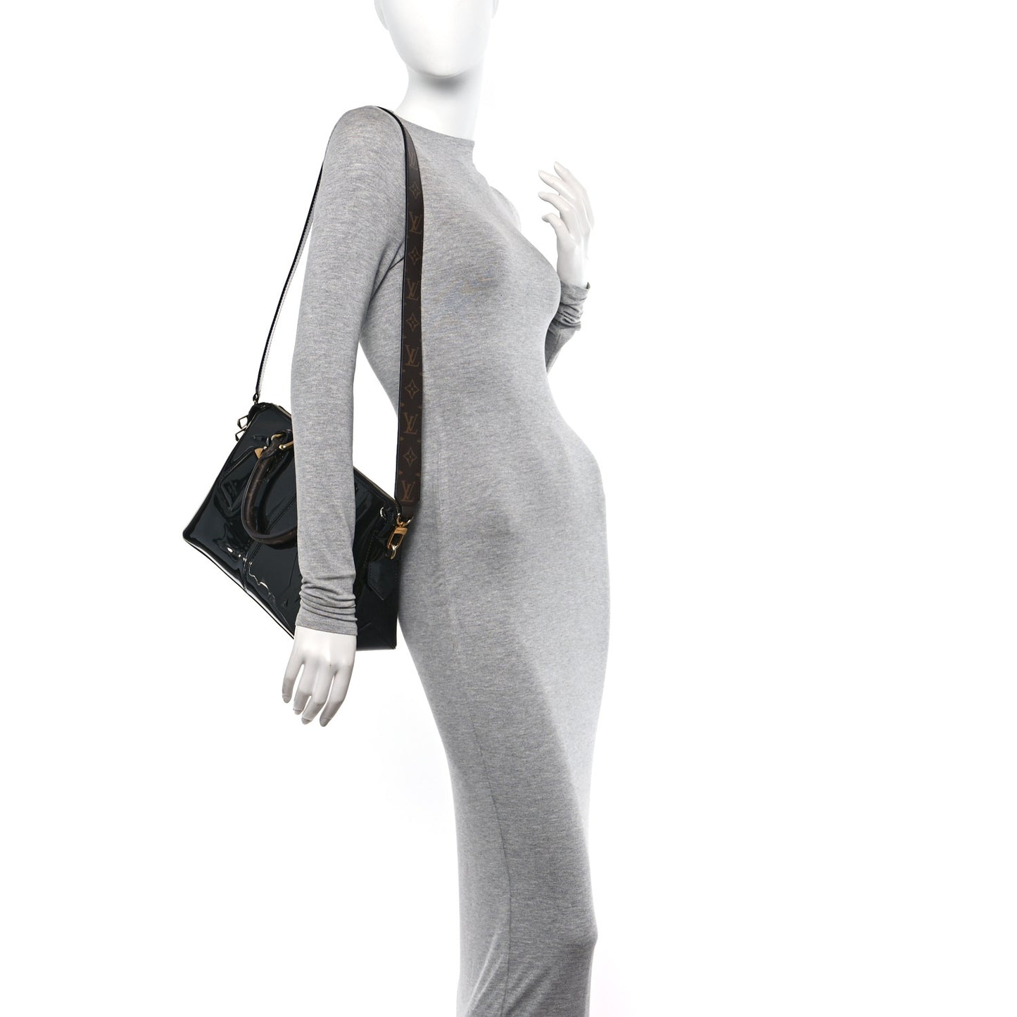 Patent Calfskin Miroir Tote Black