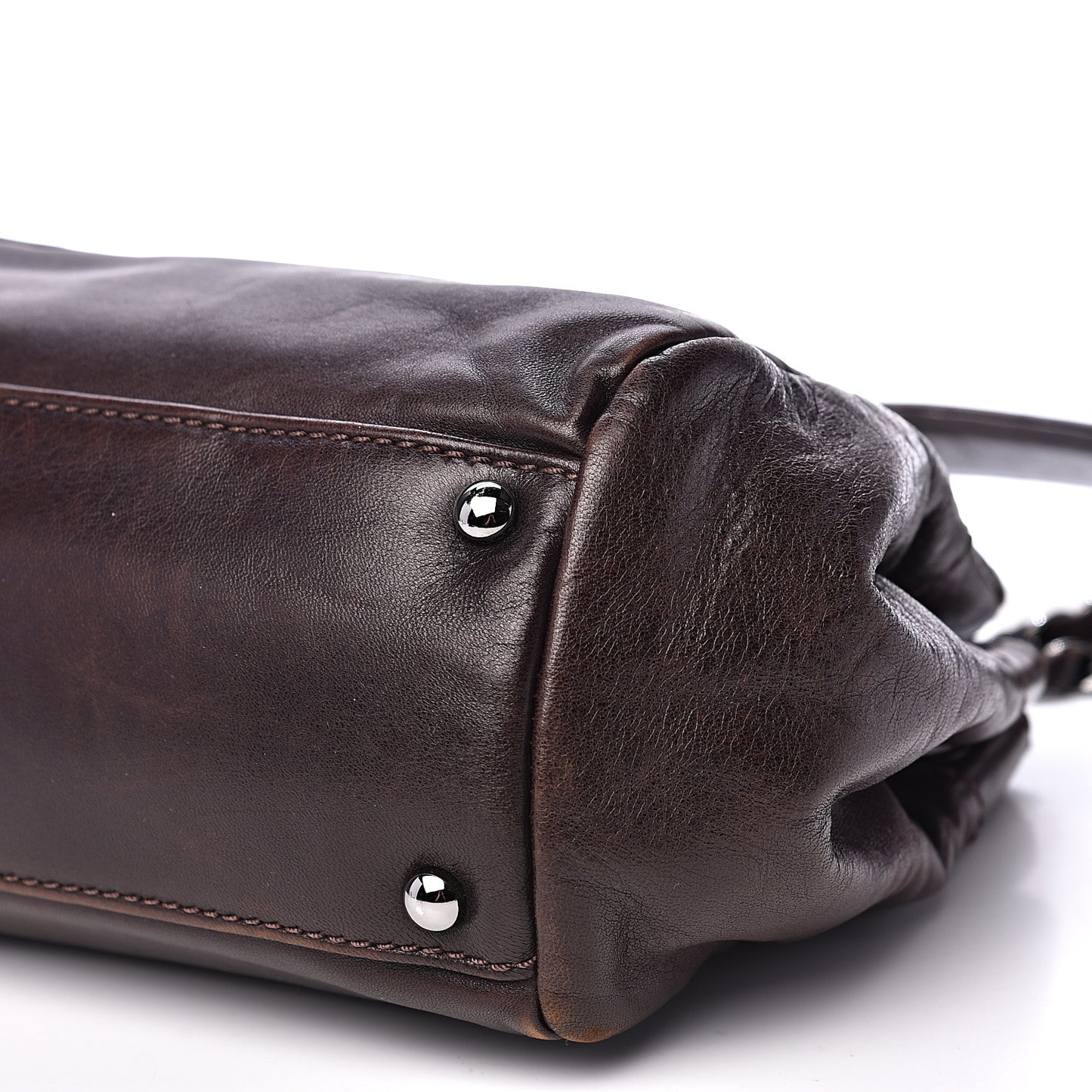 Lambskin Lax Accordion Flap Marron Fonce