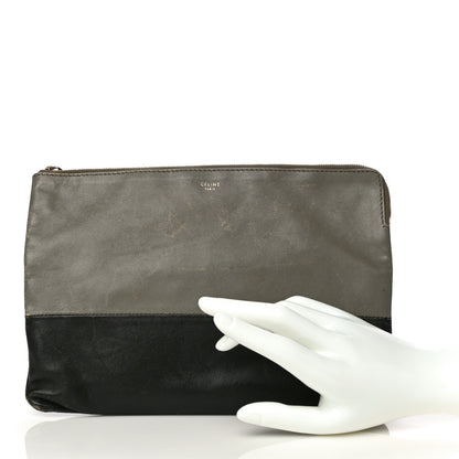 Celine Smooth Lambskin Bi-Color Solo Clutch Pouch Army Green 2 of 32