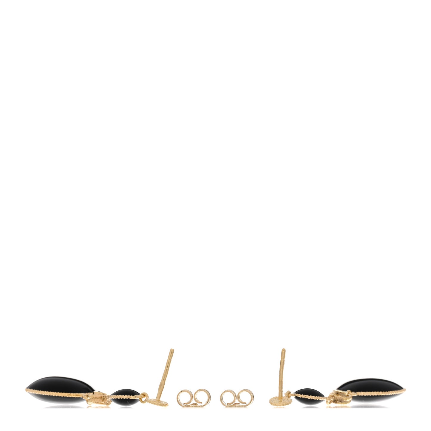 18K Yellow Gold Enamel Diamond Drop Earrings Black