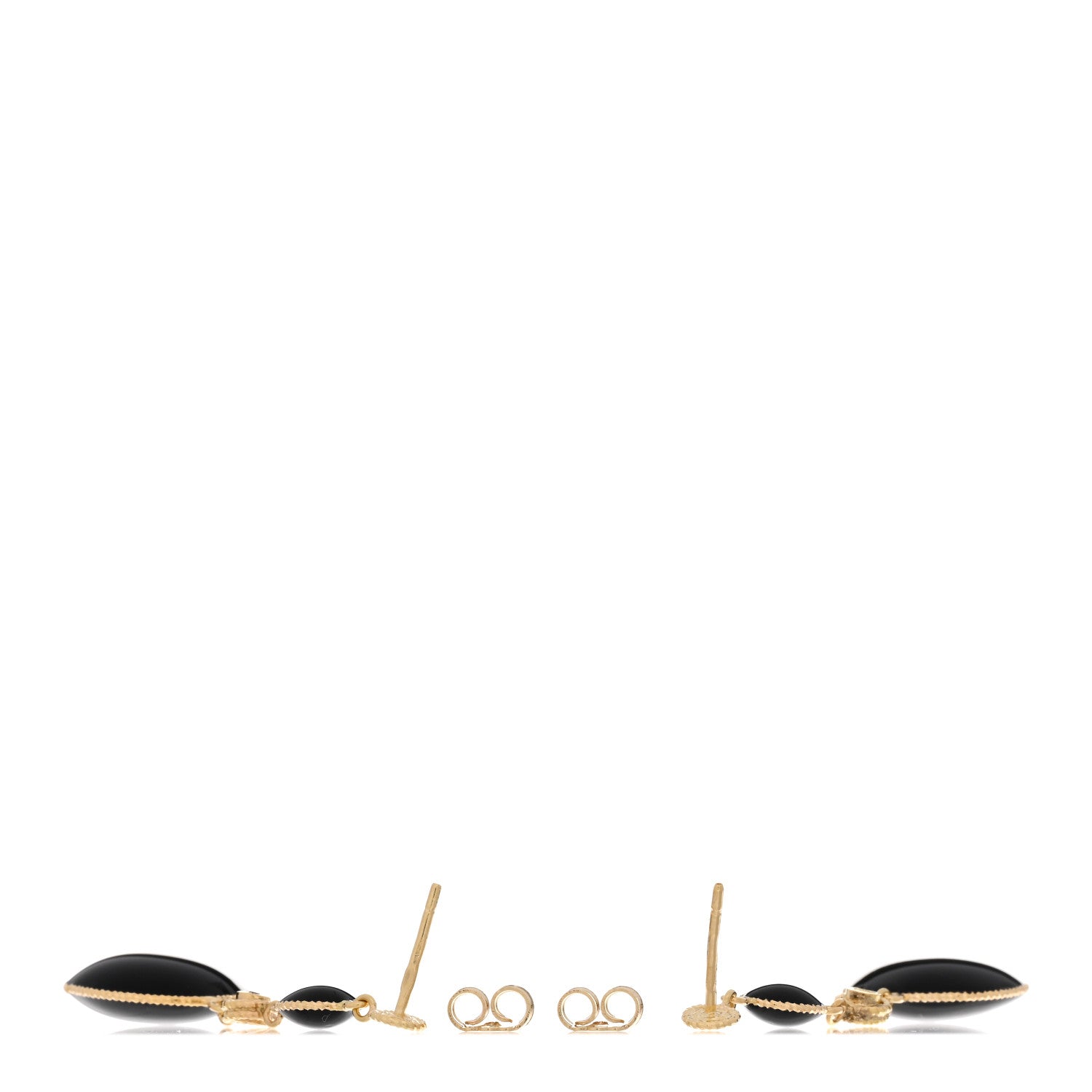 Roberto Coin 18K Yellow Gold Enamel Diamond Drop Earrings Black 3 of 4