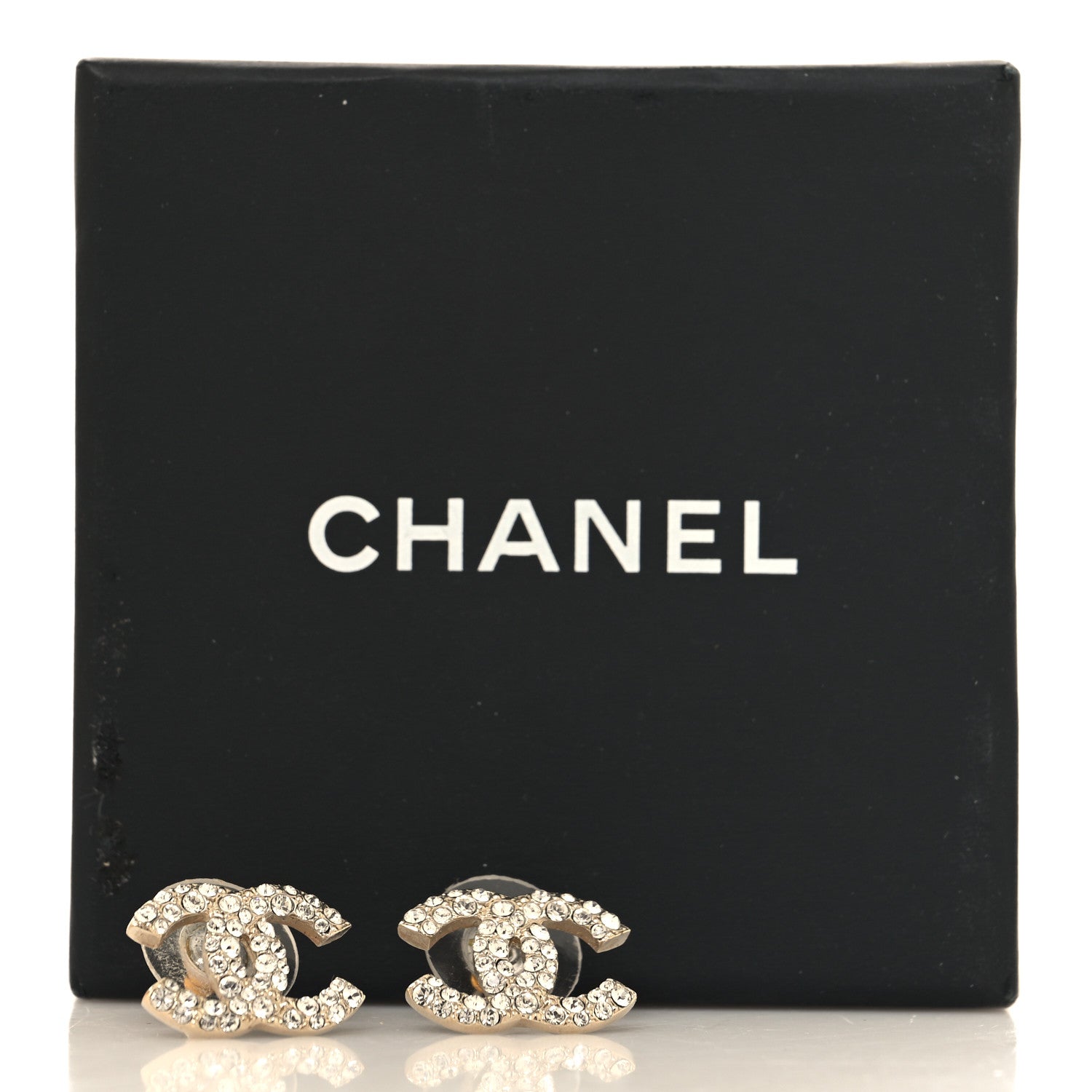 Chanel Crystal CC Earrings Gold 5 of 5