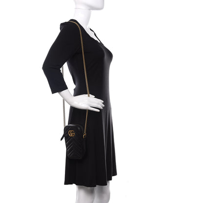 Gucci Calfskin Matelasse Mini GG Marmont Crossbody Bag Black 2 of 11