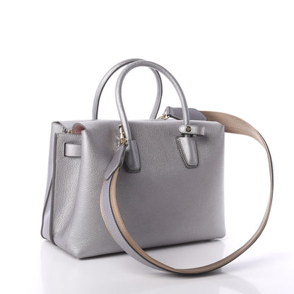 MCM Metallic Grained Calfskin Medium Milla Tote Spike Silver 4 of 10