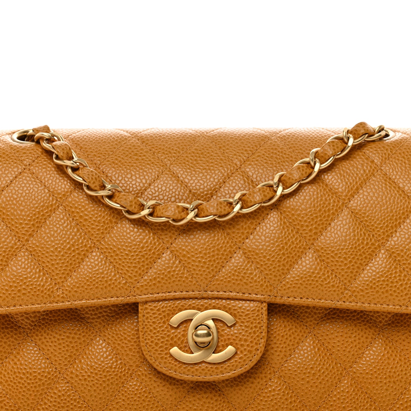 Caviar Quilted Small Double Flap Yellow