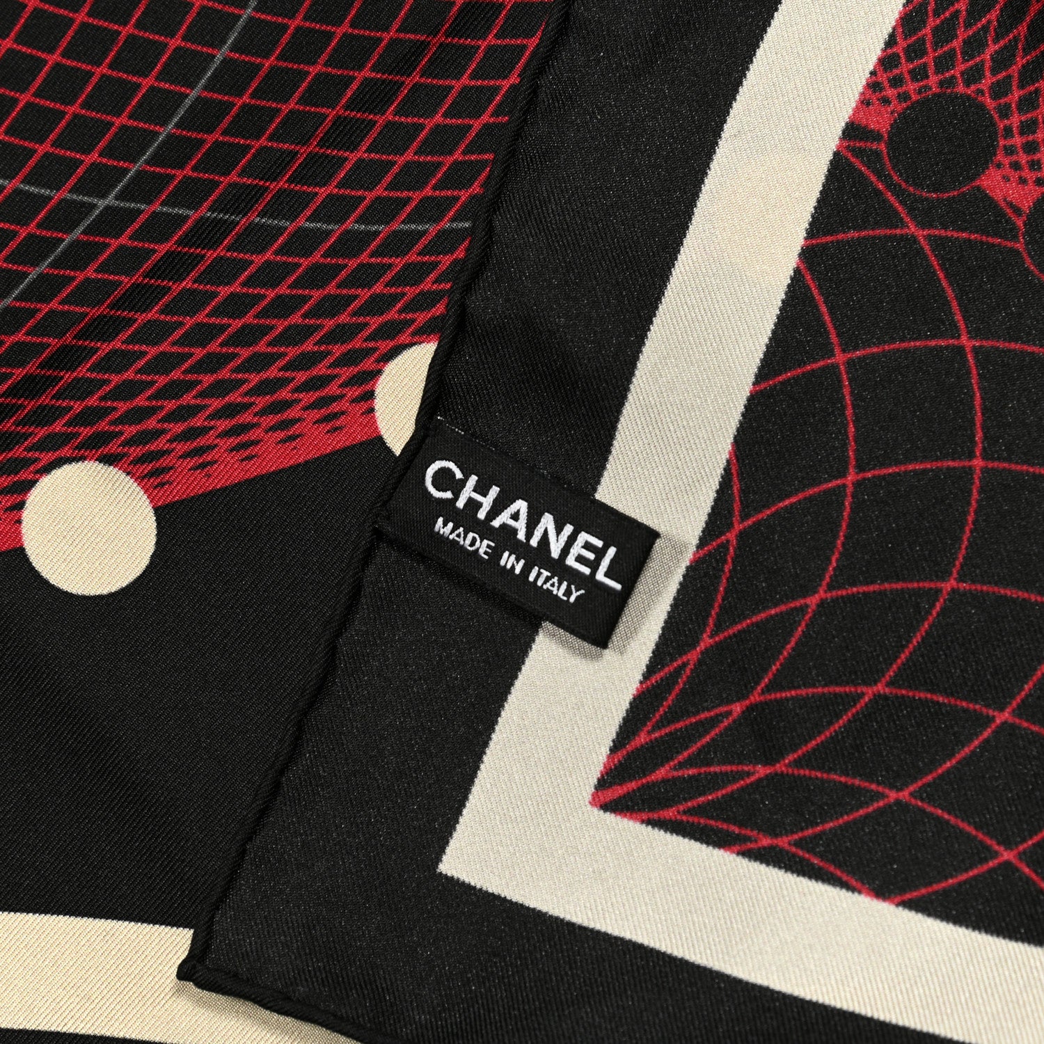 Chanel Silk CC Square Scarf Red Black White 2 of 3