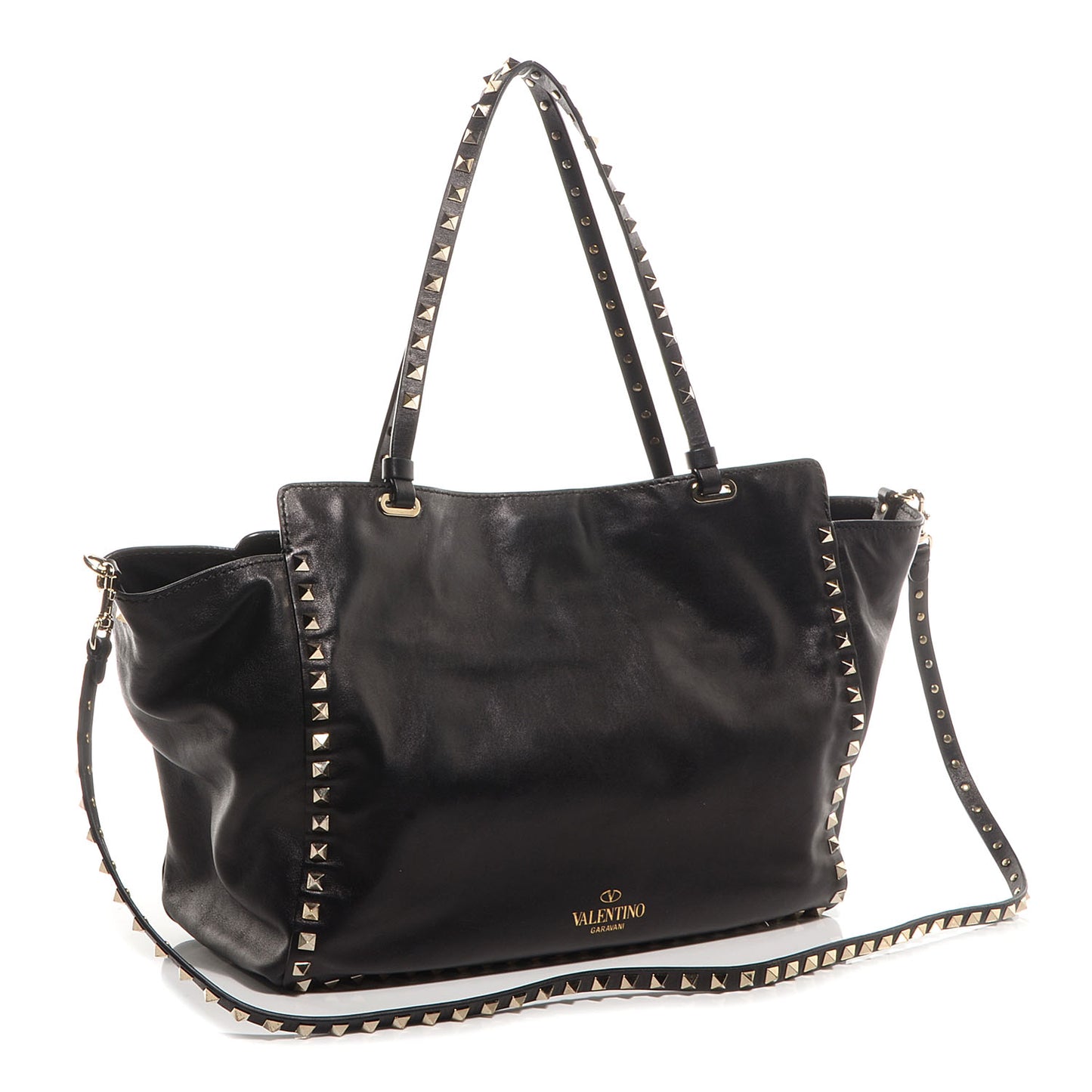 Vitello Medium Rockstud Tote Black