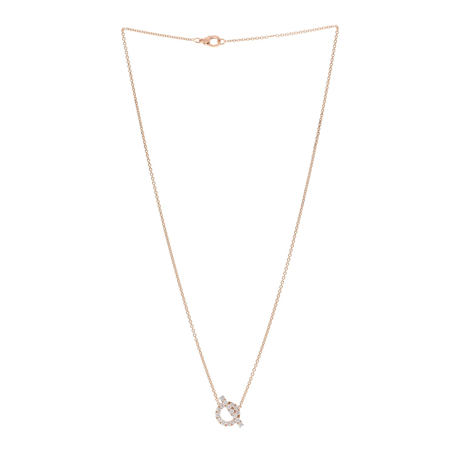 Hermes 18K Rose Gold Diamond Finesse Pendant Necklace 4 of 5