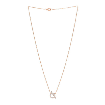 Hermes 18K Rose Gold Diamond Finesse Pendant Necklace 4 of 5