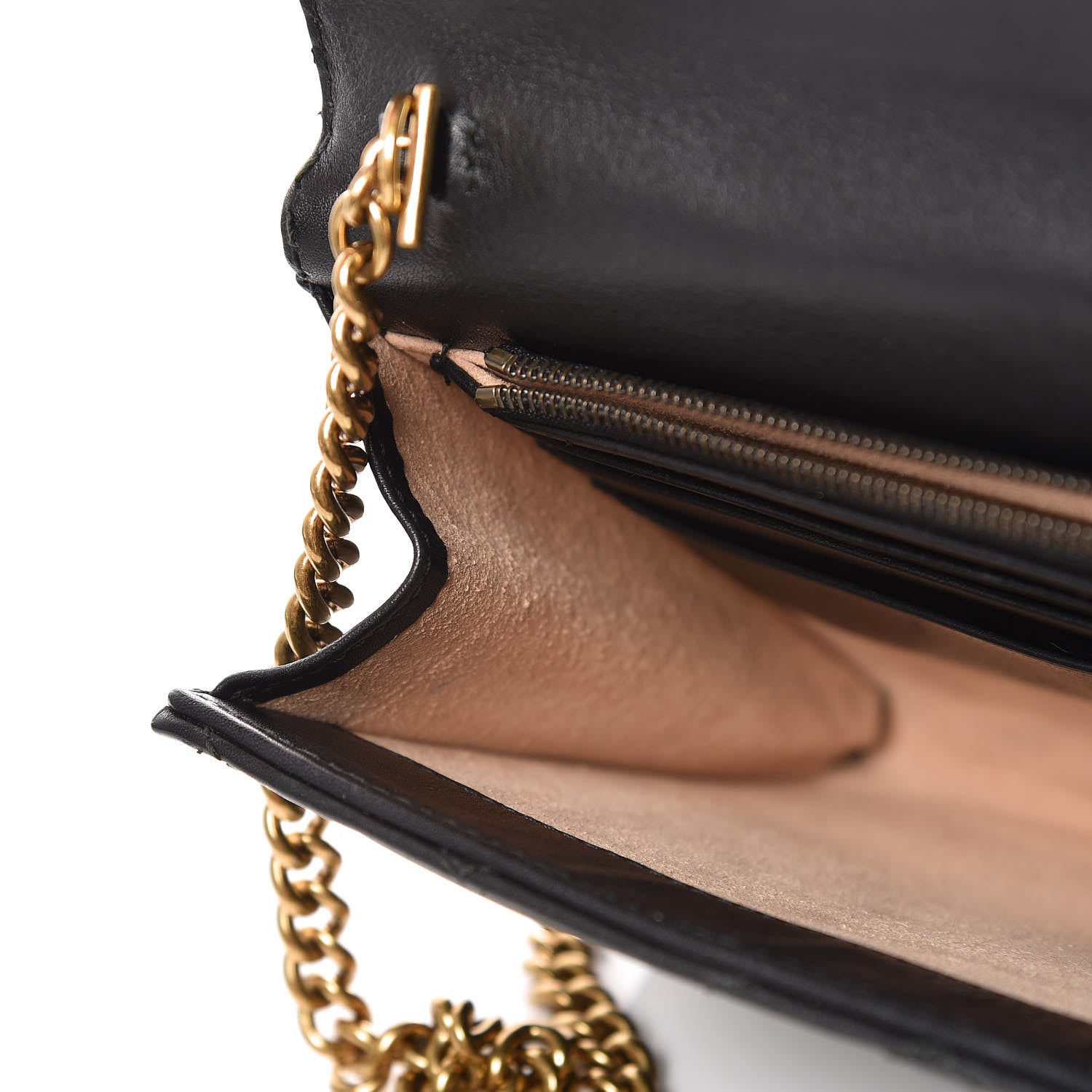 Gucci Calfskin Matelasse Mini GG Marmont Chain Wallet Black 14 of 17