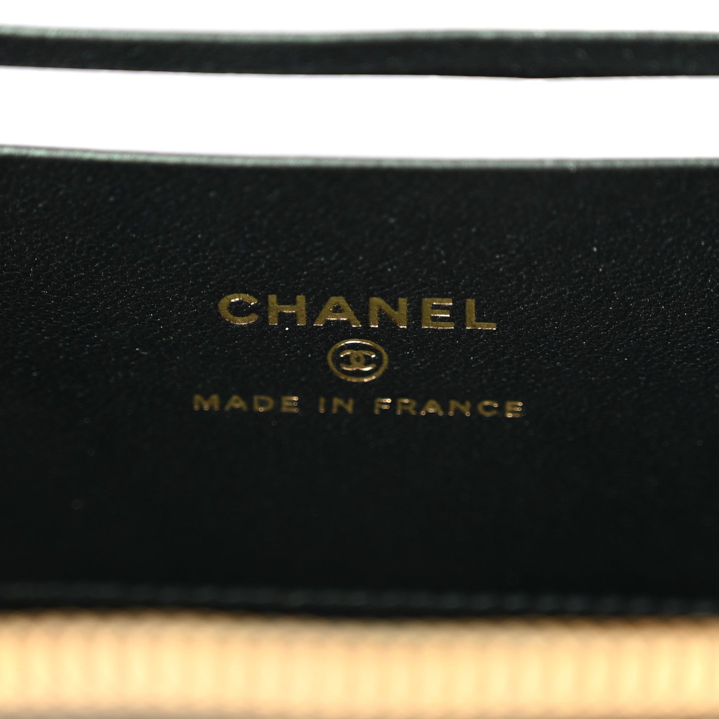 Iridescent Lambskin Quilted Small Top Handle Vanity Case With Chain Dark Green