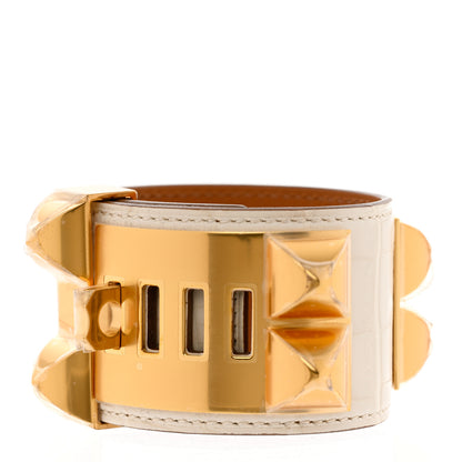 Hermes Matte Alligator Collier de Chien CDC Bracelet T1 Nata 3 of 8