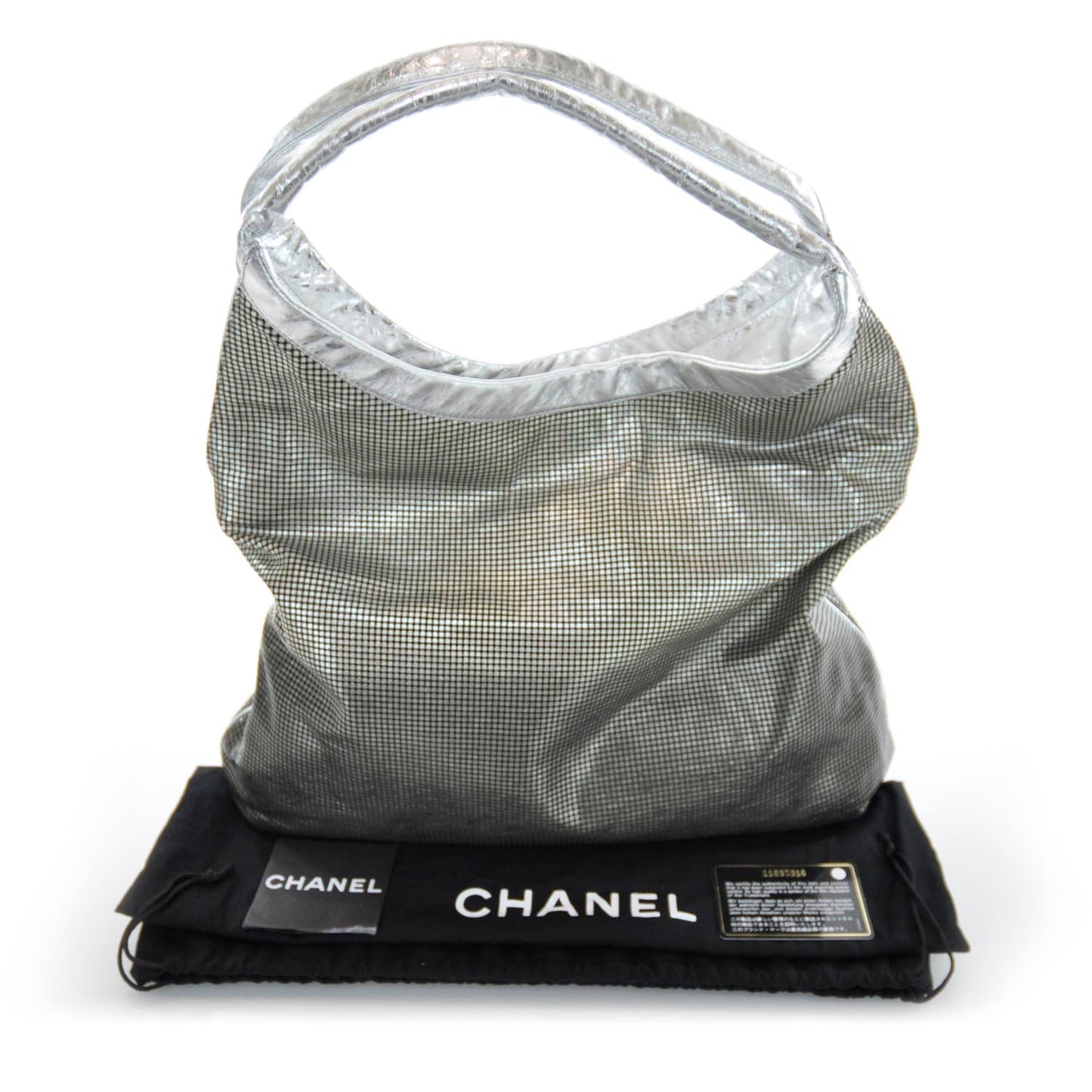Metallic Perforated Lambskin Hollywood Hobo Silver