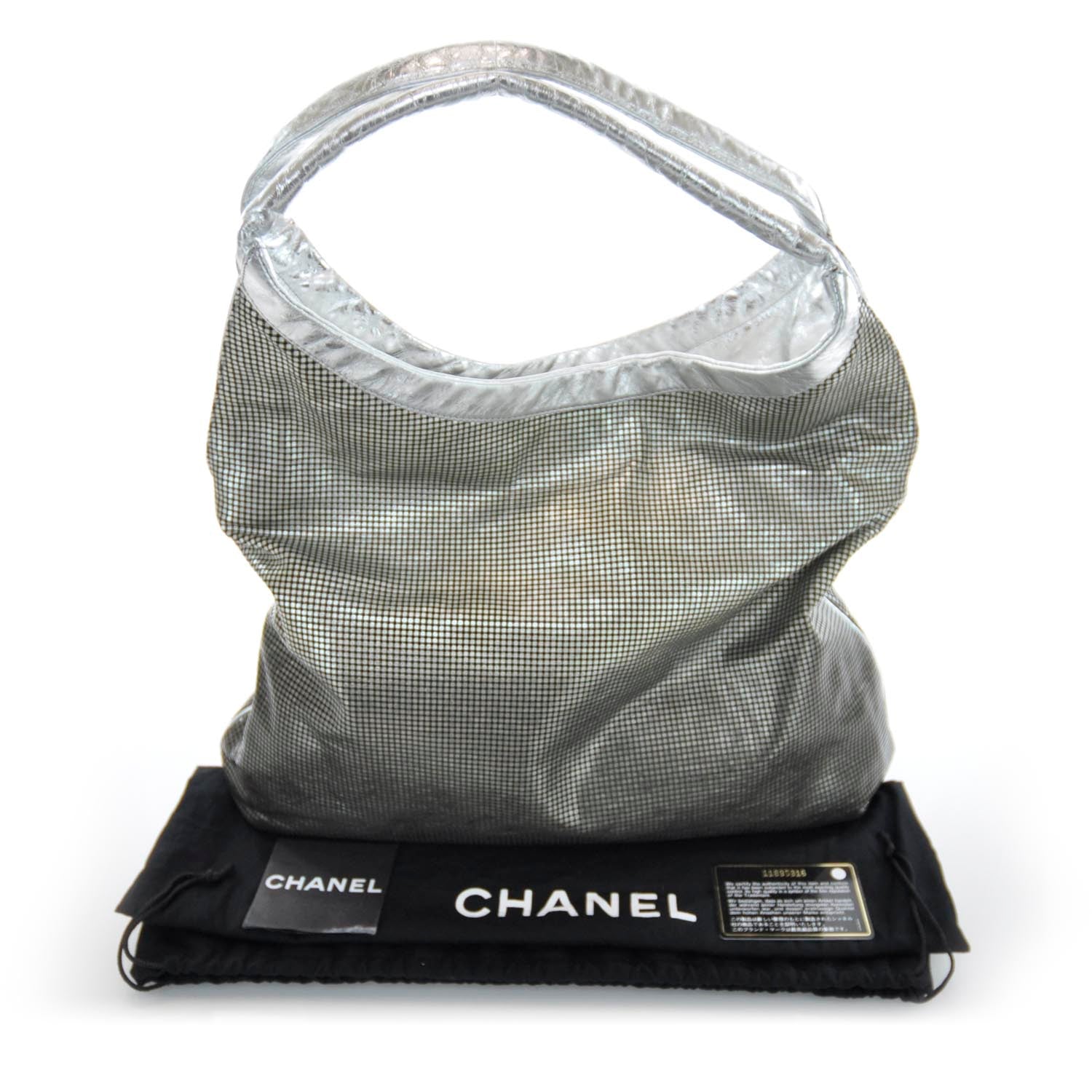 Chanel Metallic Perforated Lambskin Hollywood Hobo Silver 3 of 10