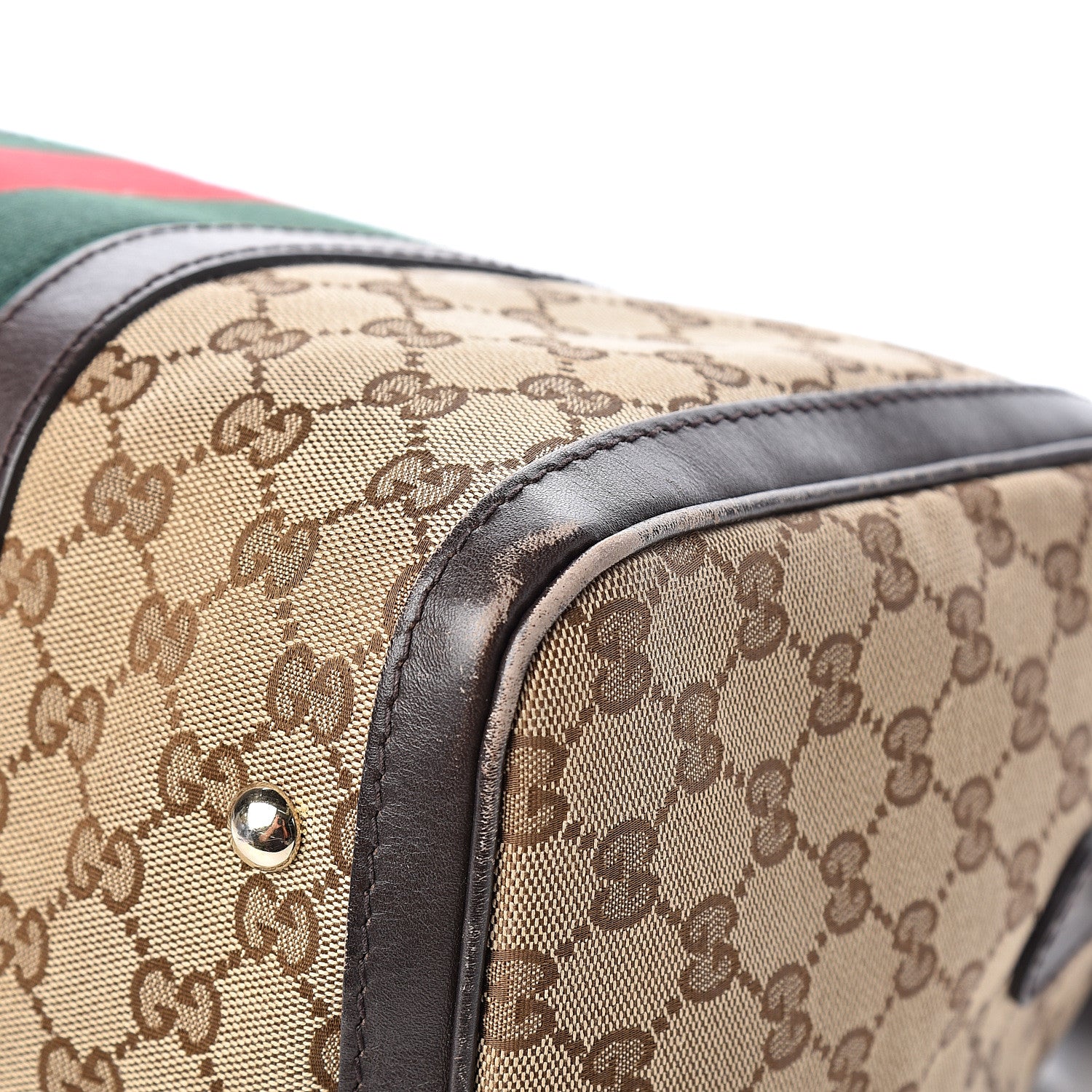 Gucci Monogram Vintage Web Medium Boston Dark Brown 10 of 13