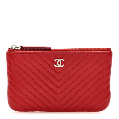 Chanel Lambskin Chevron Quilted Small Cosmetic Case Red 1 of 7