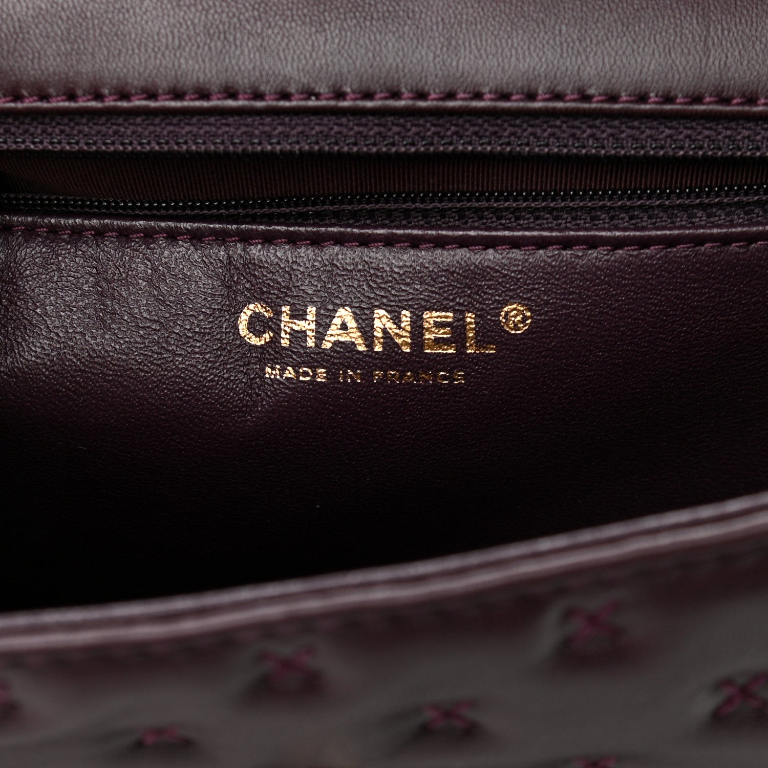Chanel Lambskin Cross Stitch Small Coco Handle Flap Burgundy 8 of 11