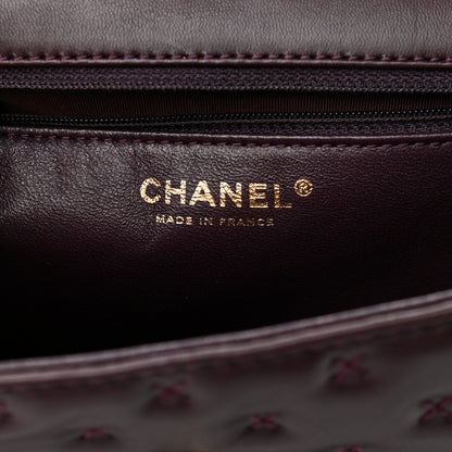 Chanel Lambskin Cross Stitch Small Coco Handle Flap Burgundy 8 of 11
