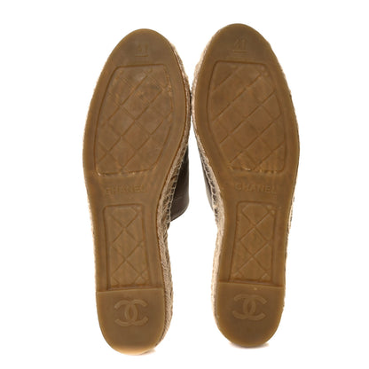 Chanel Calfskin CC Espadrille Mules 41 Dark Beige 5 of 9