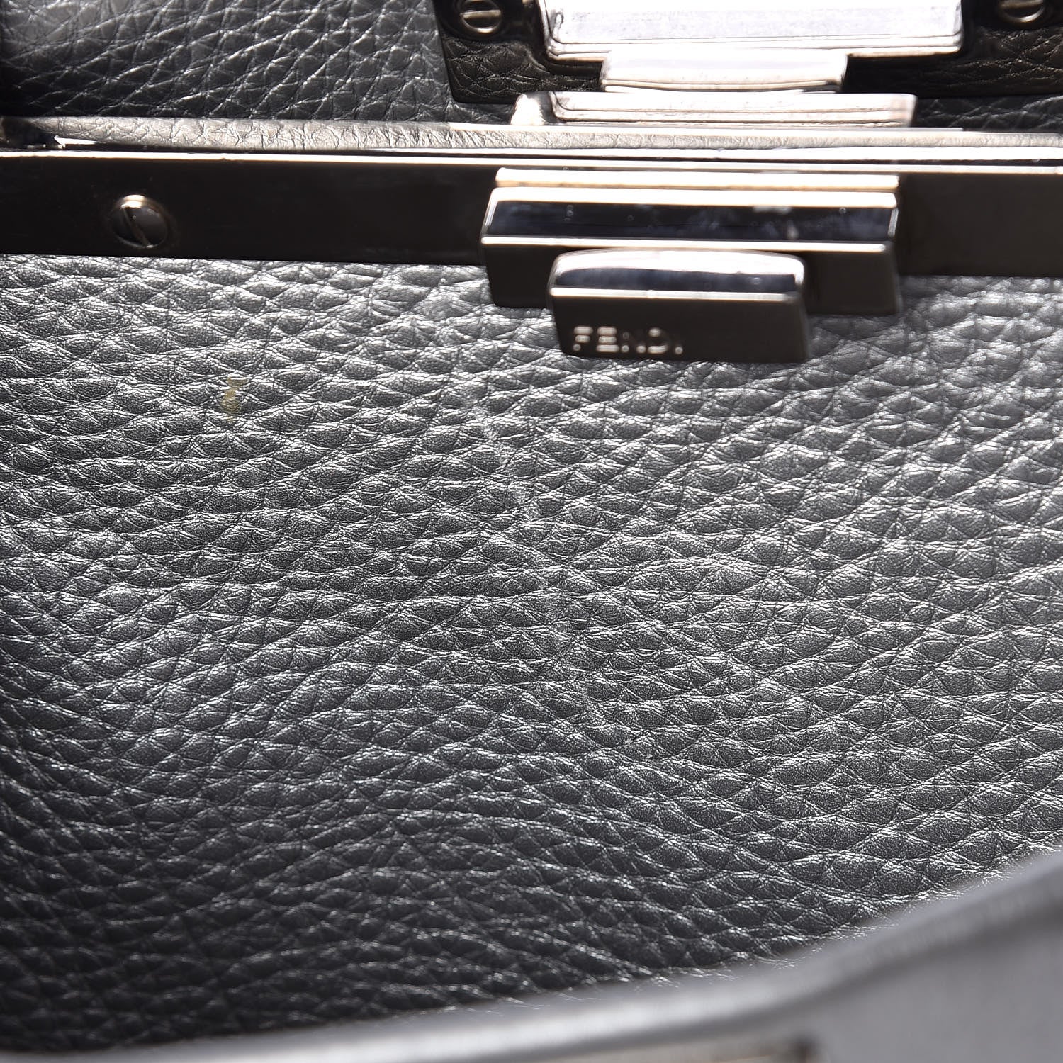 Fendi Cuoio Romano Lux Selleria Medium Peekaboo Iconic Satchel Argento 8 of 9