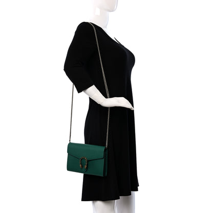 Gucci Calfskin Mini Dionysus Chain Wallet Emerald 2 of 11